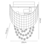 Camden 2 Light Mosaic Glass & Crystal Wall Light - Chrome