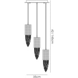 Camden 3 Light Mosaic Glass & Crystal Cluster Pendant Light - Rose Gold