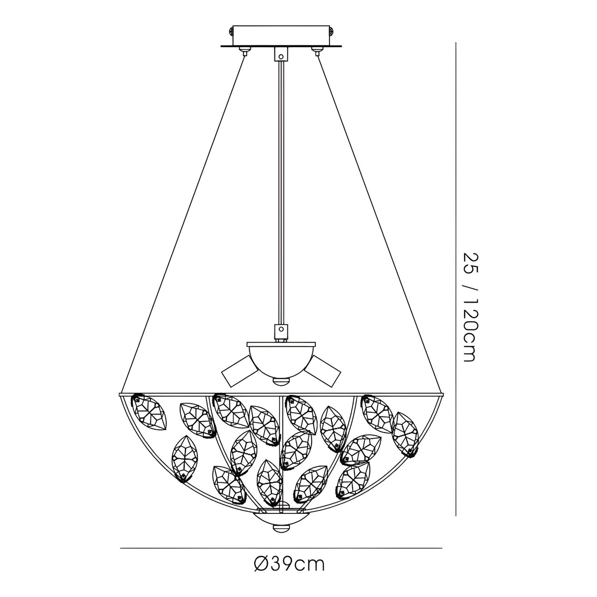 Galilea 39cm 4 Light Crystal Suspension Light - Polished Chrome