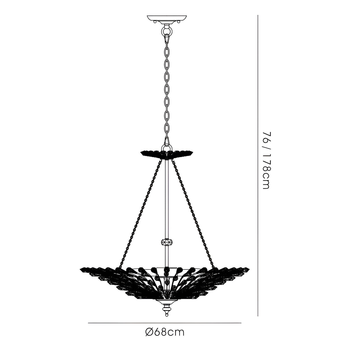 Fay 68cm 6 Light Crystal Chandelier - Aged Gold & Silver