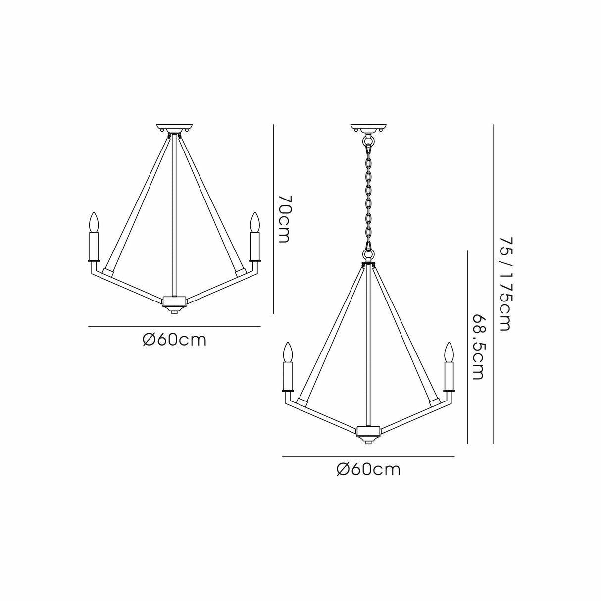 Hilton 60cm Pentagonal 5 Light Wood Chandelier - Nickel & Taupe