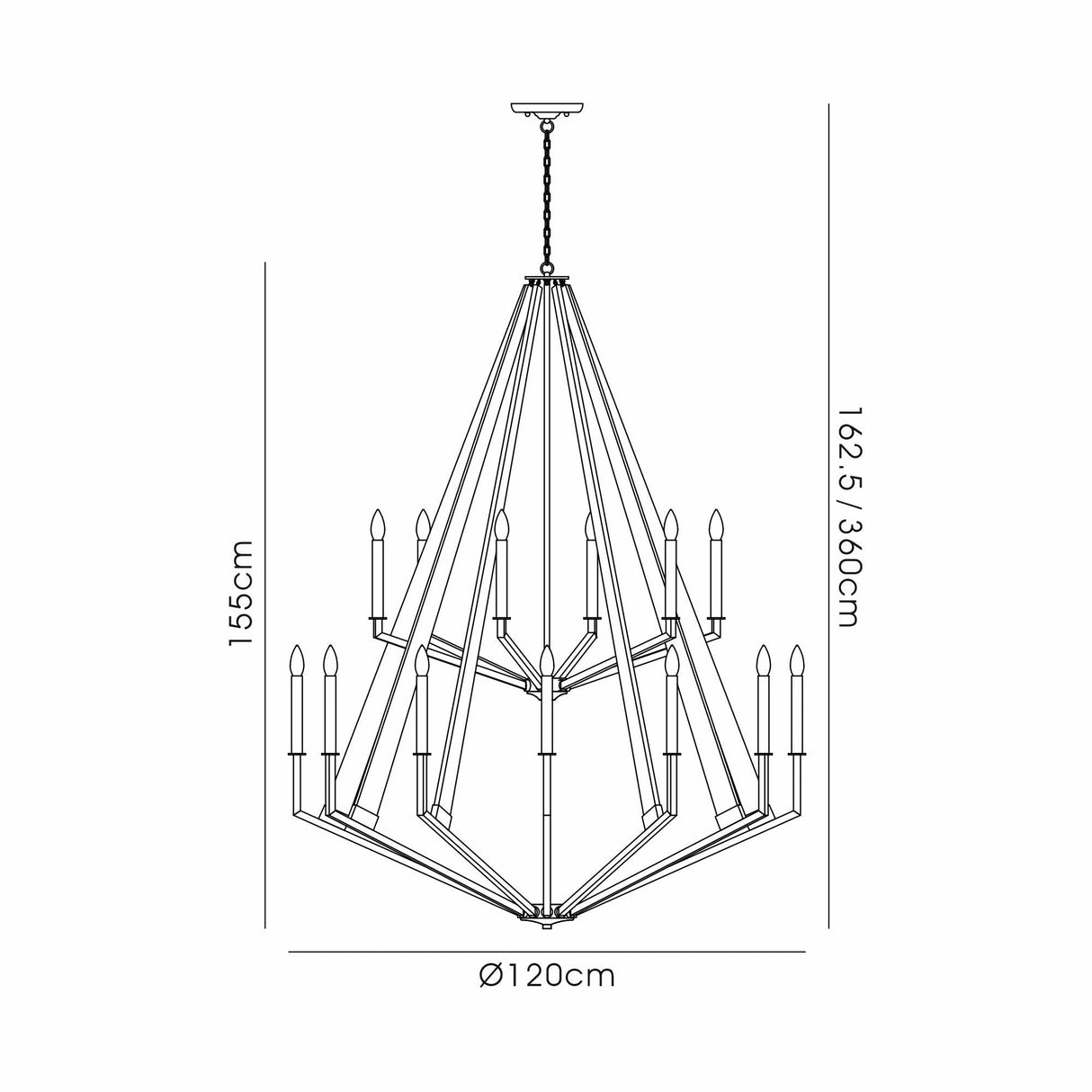 Hilton 121cm 2 Tier 18 Light Wood Chandelier - Nickel & Taupe