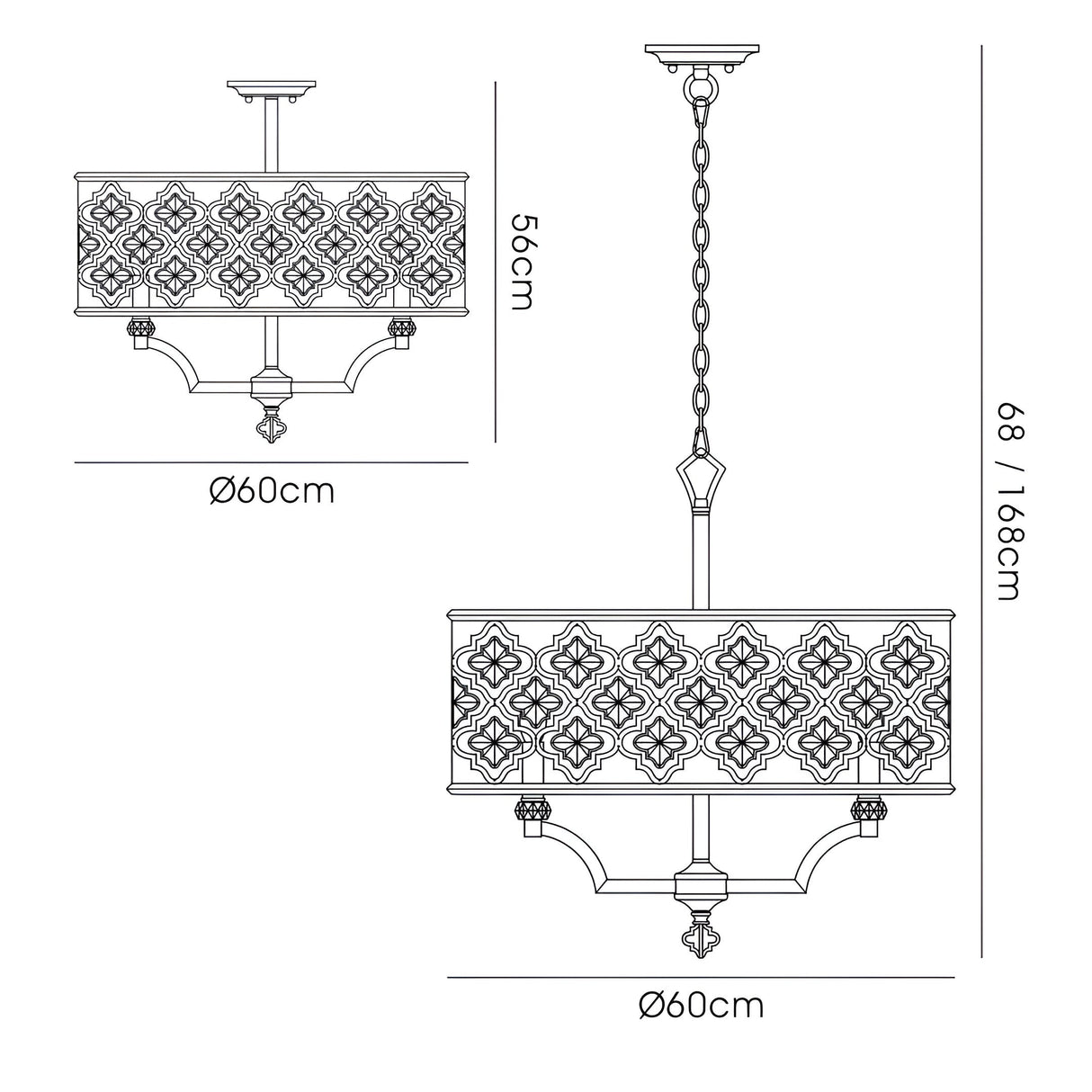 Indie 60cm Round 6 Light Crystal Chandelier - Mocha