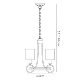 Isabella 40cm 3 Light Chandelier - Silver With Beige Shade