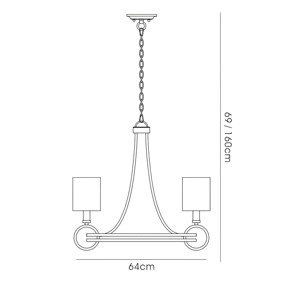 Isabella 64cm 5 Light Chandelier - Silver With Beige Shade