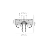 Freida 6 Light Crystal Semi-Flush Ceiling Light - Grey