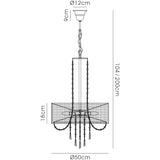 Freida 50cm 6 Light Crystal Chandelier - Chrome With White Shade