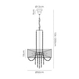 Freida 50cm 6 Light Crystal Chandelier - Chrome With Grey Shade