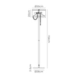Line drawing of the Freida 3 Light Crystal Floor Lamp in gold with cream shade, showing measurements: shade diameter 35 cm, height 20 cm, total lamp height 154 cm, base diameter 28 cm, base height 2.5 cm. Pull chain visible under the shade.