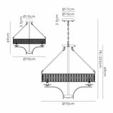 Vivienne 70cm 8 Light Crystal Chandelier/Semi Ceiling - Nickel