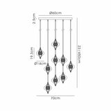 Amano 9 Light Crystal Cluster Pendant Light - Polished Chrome