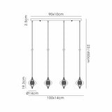 Amano 4 Light Crystal Bar Pendant Light - Polished Chrome