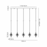 Amano Large 5 Light Crystal Bar Pendant Light - Polished Chrome