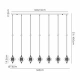 Amano 7 Light Crystal Bar Pendant Light - Polished Chrome