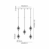 Amano Small 5 Light Crystal Bar Pendant Light - Polished Chrome