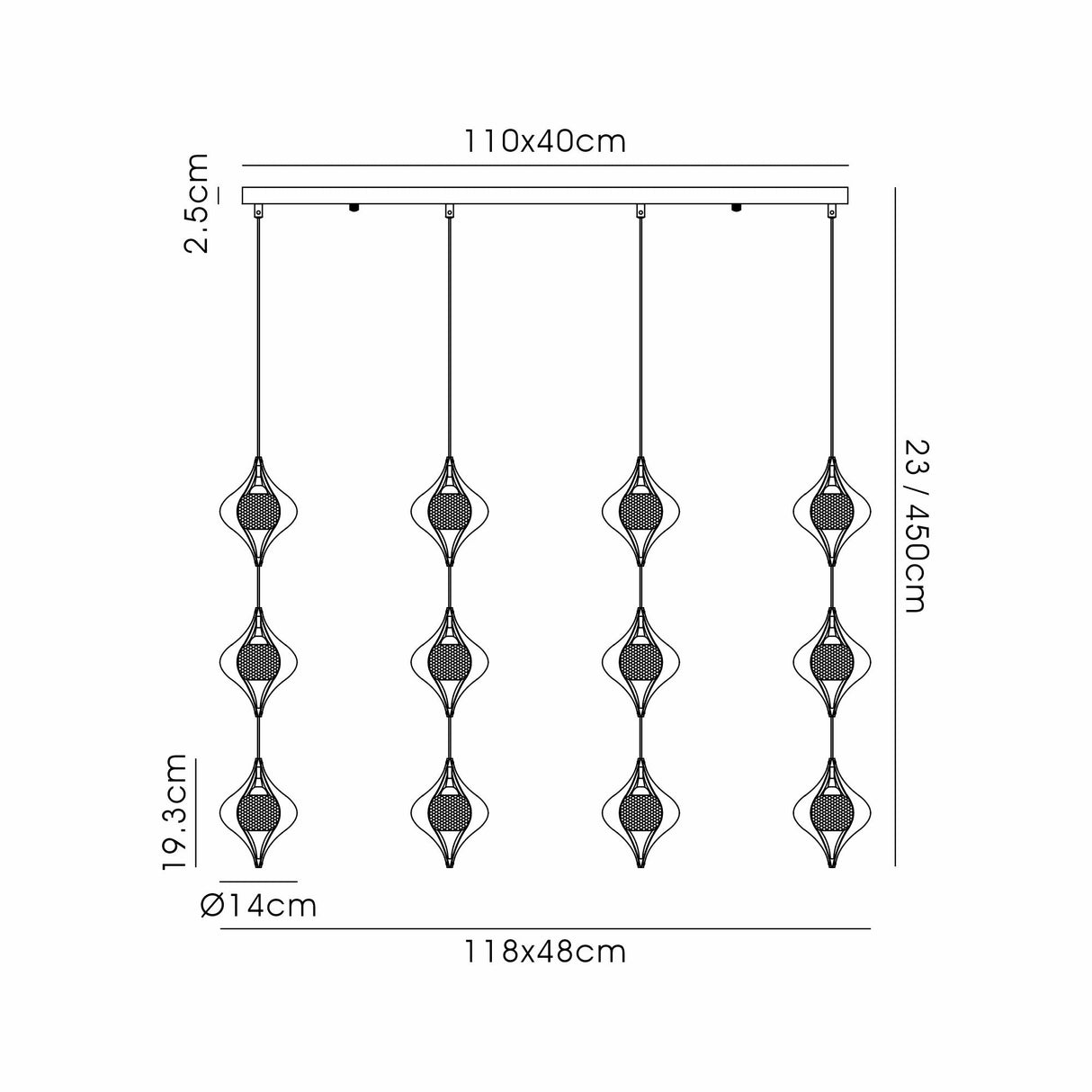 Amano 12 Light Crystal Bar Pendant Light - Polished Chrome
