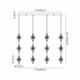 Amano 12 Light Crystal Bar Pendant Light - Polished Chrome