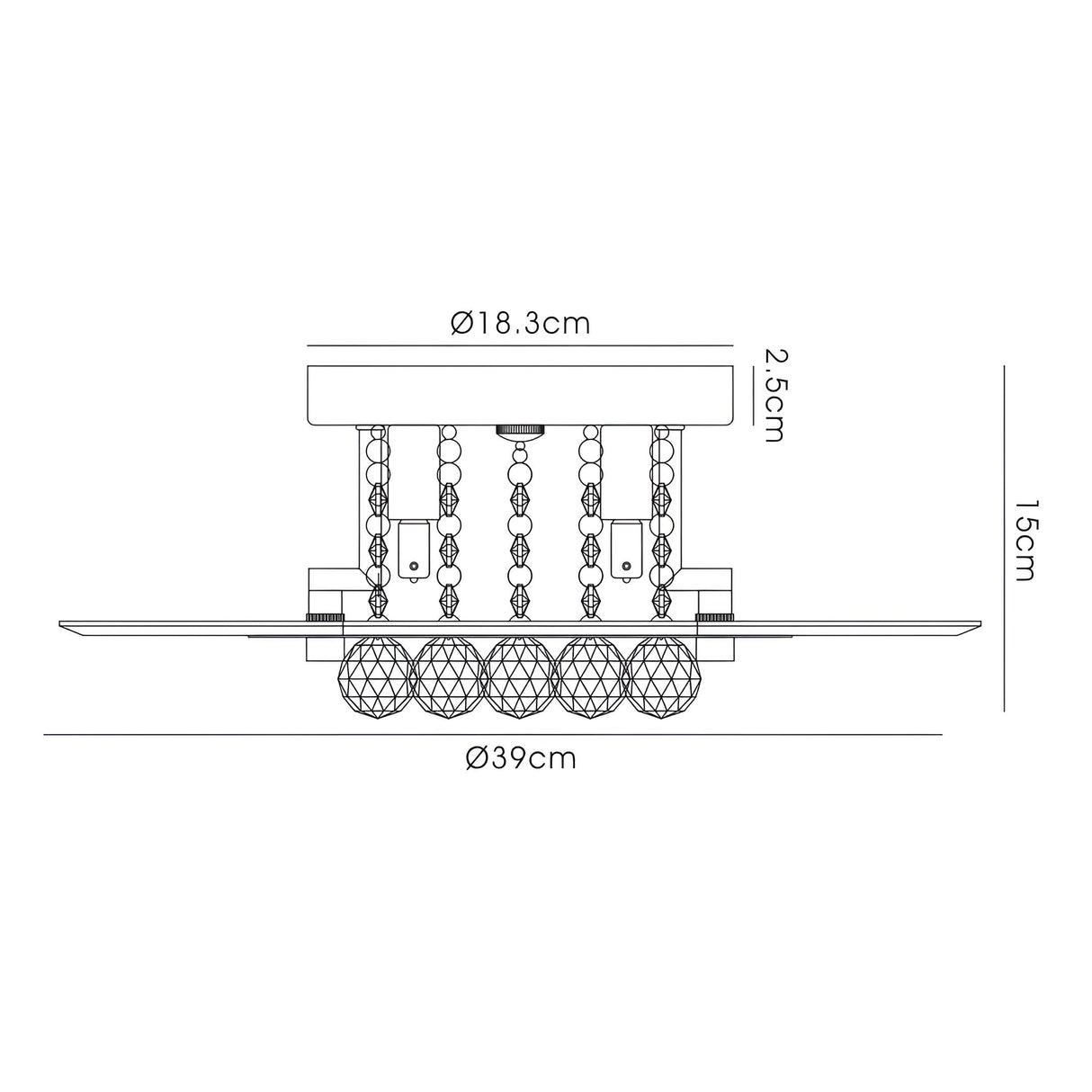 Delmar 4 Light Round Glass/Crystal Flush Ceiling Light - French Gold