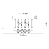 Delmar 4 Light Square Glass/Crystal Flush Ceiling Light - French Gold