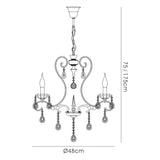 Vela 54cm 3 Light Crystal Chandelier - French Gold