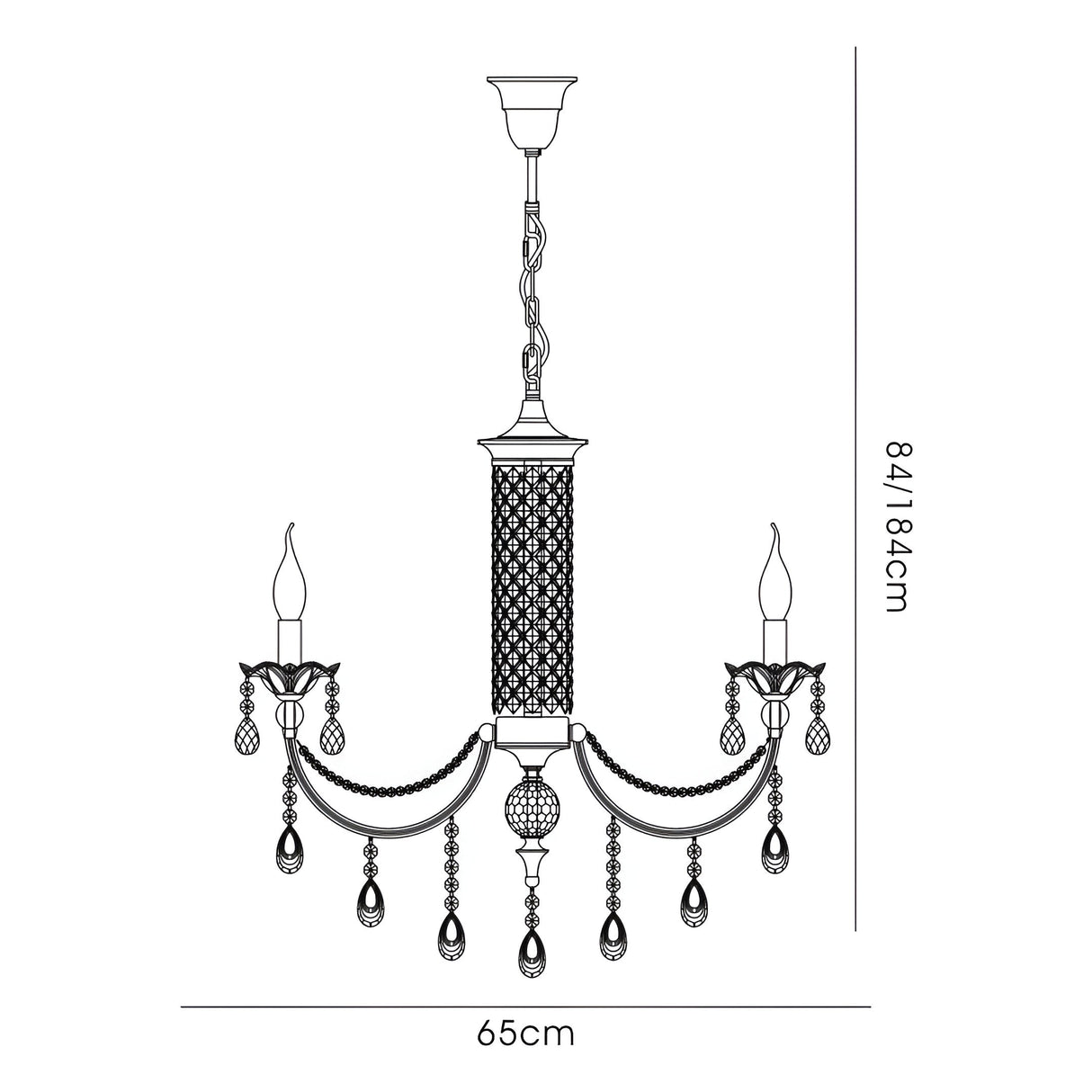Leana 65cm 6 Light Crystal Chandelier - Satin Nickel