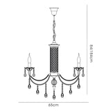 Leana 65cm 6 Light Crystal Chandelier - Satin Nickel