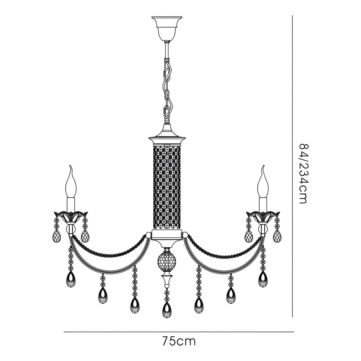 Leana 75cm 8 Light Crystal Chandelier - Satin Nickel