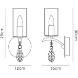 Rhea 1 Light Crystal Wall Light - Chrome
