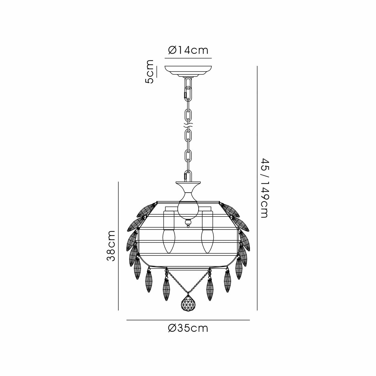 Coniston 3 Light Crystal Pendant Light – Polished Chrome