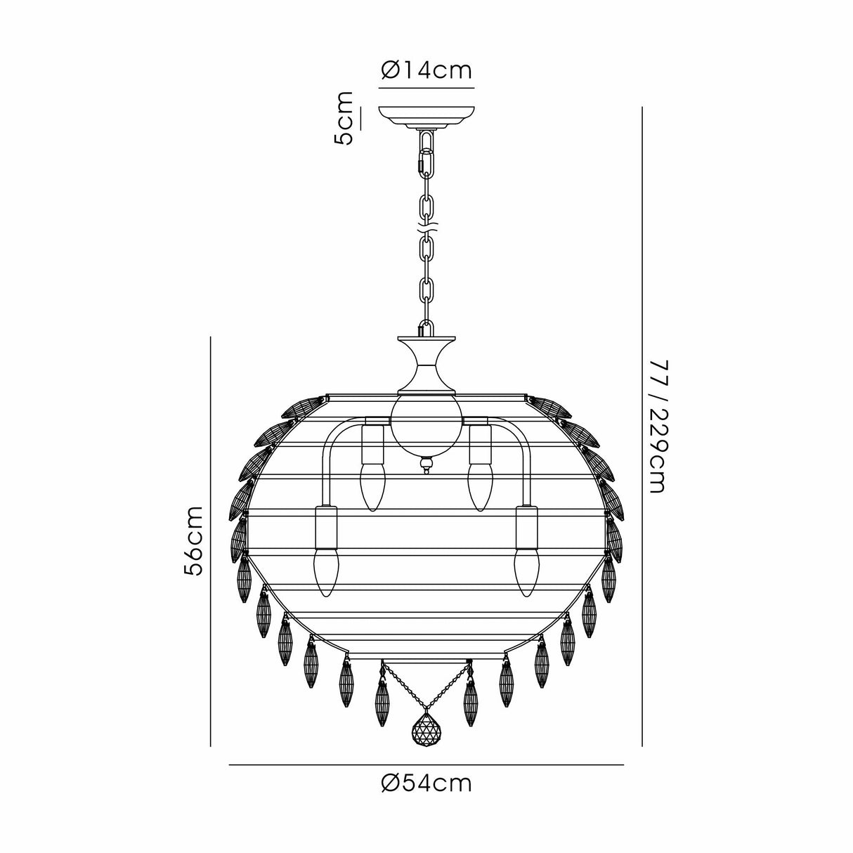 Coniston 54cm 9 Light Crystal Chandelier - French Gold