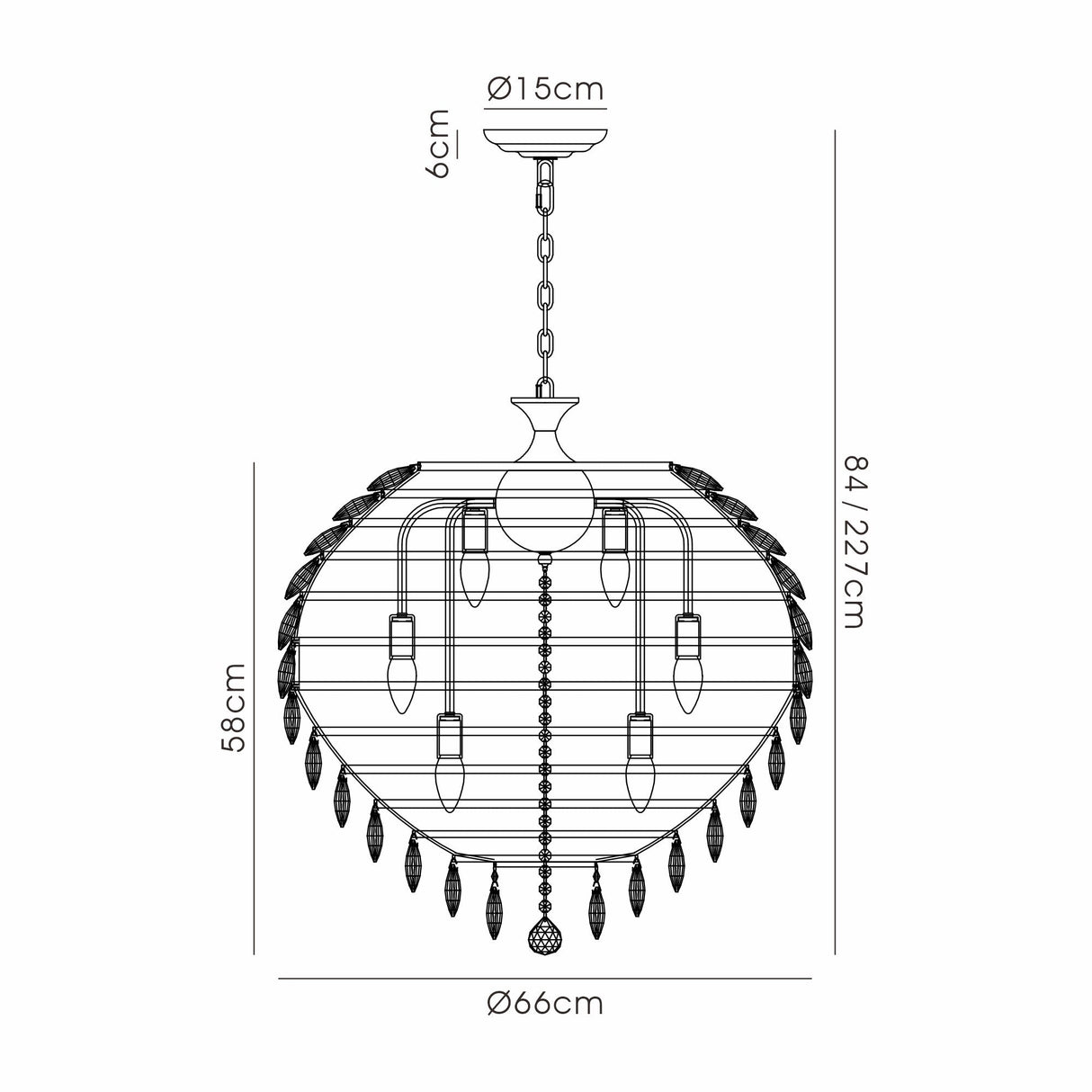 Coniston 12 Light Crystal Pendant Light – Polished Chrome