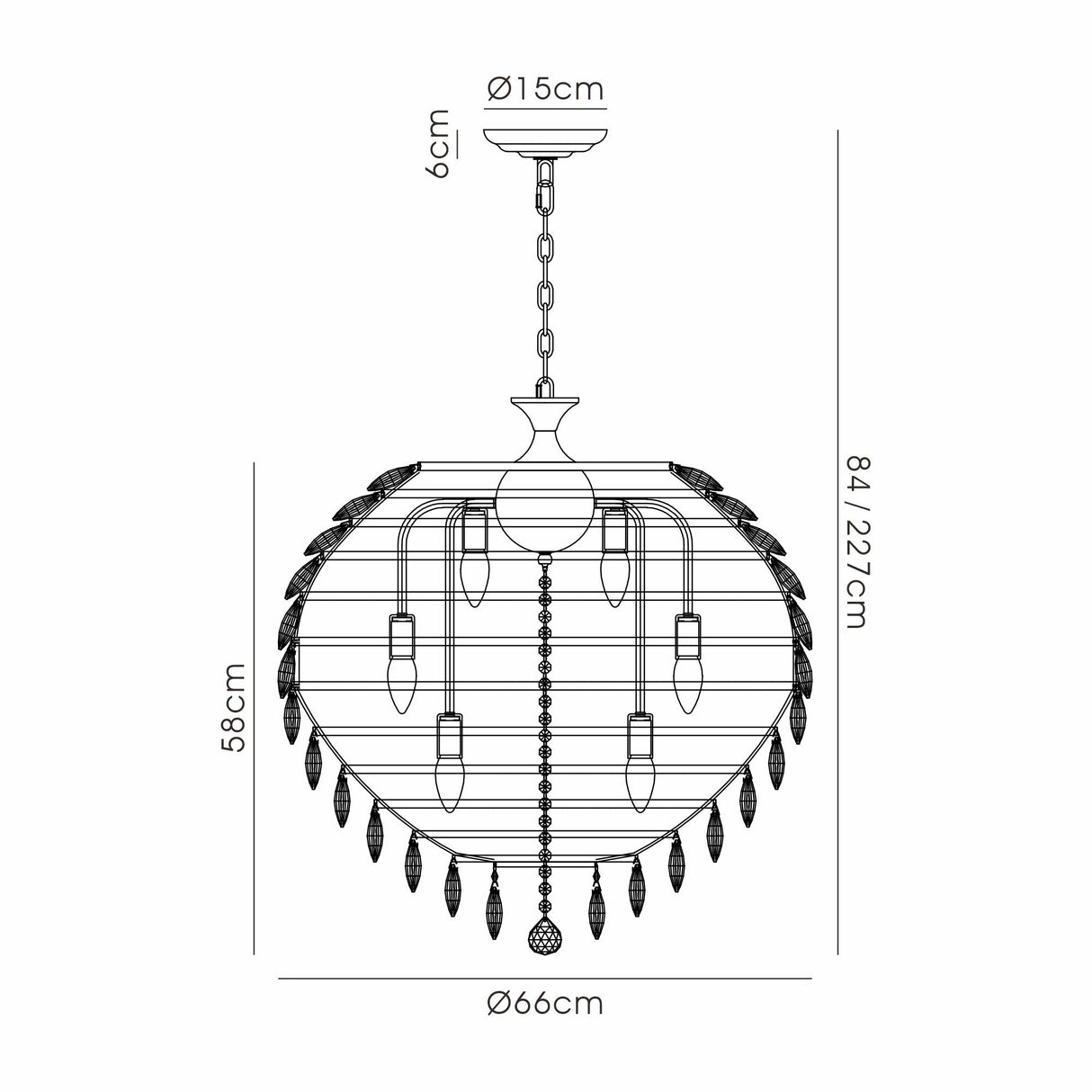 Coniston 12 Light Crystal Pendant Light – French Gold