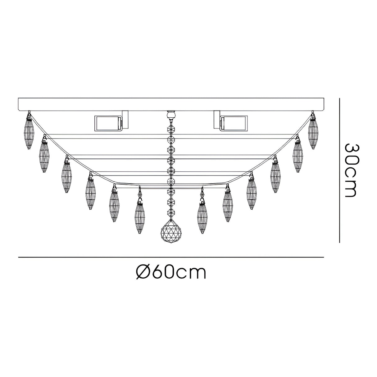 Coniston 15 Light Crystal Flush Ceiling Light - Polished Chrome