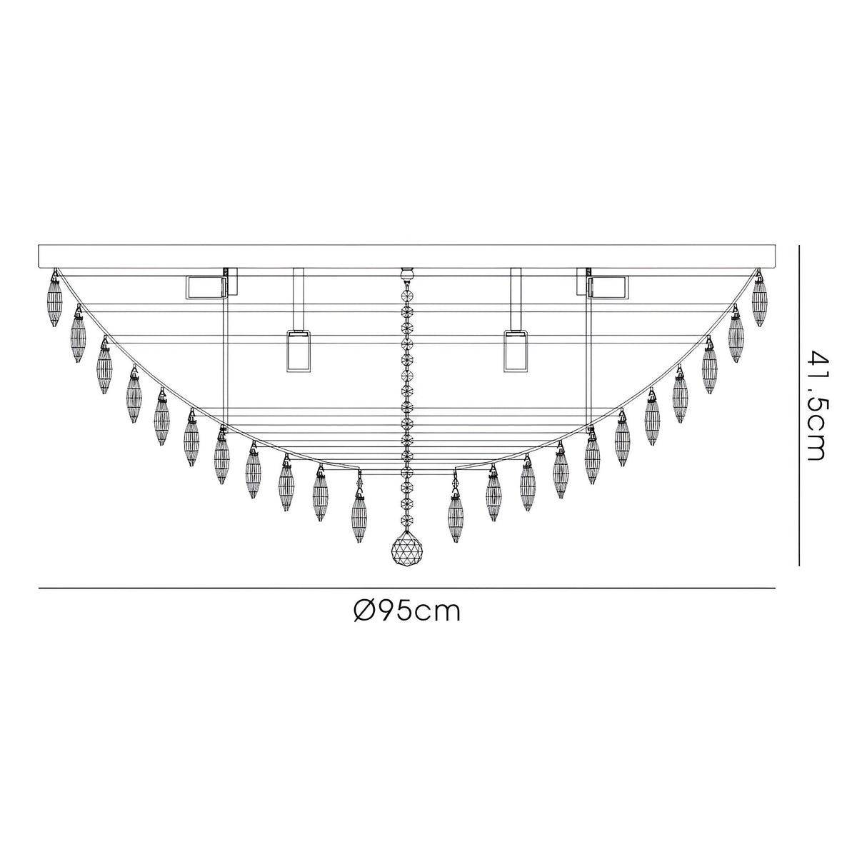 Coniston 6 Light Crystal Flush Ceiling Light - French Gold