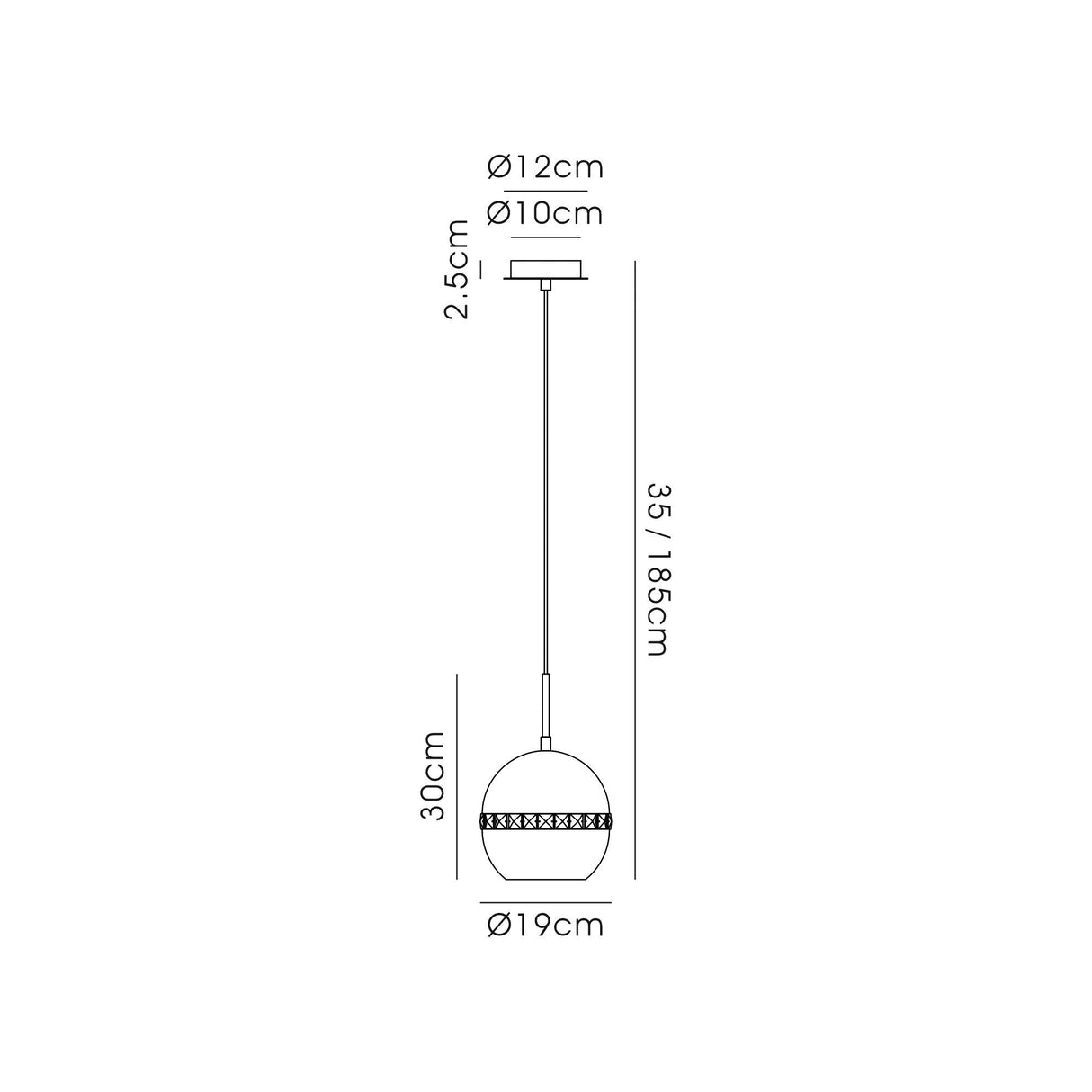 Andrea 19cm 1 Light Crystal Pendant Light - Antique Brass