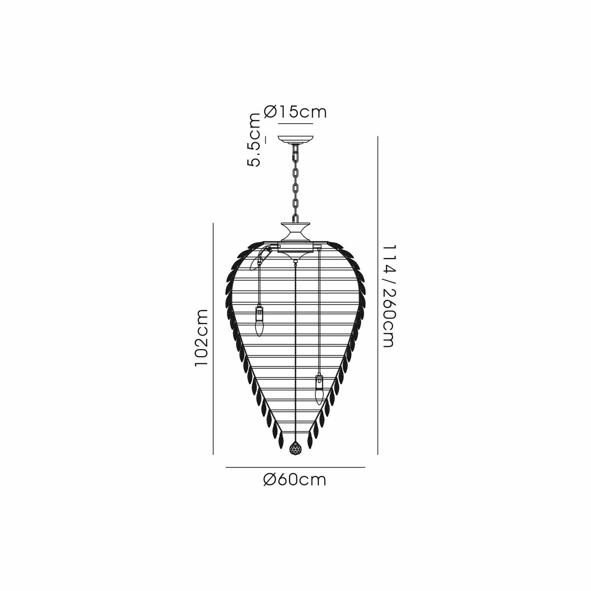 Coniston 60cm Acorn 16 Light Crystal Chandelier - Polished Chrome