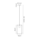 Canto Rectangle 1 Light Pendant Light - Graphite