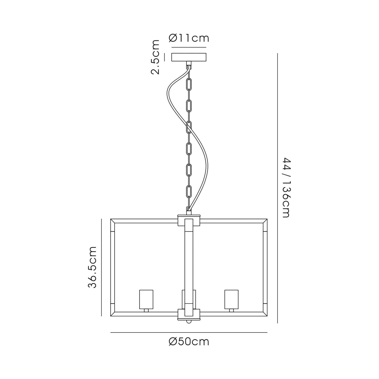 Canto 50cm 5 Light Chandelier - Graphite