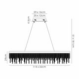 Bano 115cm Dimmable LED Crystal Linear Suspension Light - Chrome