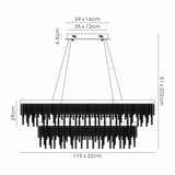 Bano 115cm 2 Tier Dimmable LED Crystal Linear Suspension Light - Chrome