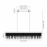 Bano 115cm Dimmable LED Crystal Slim Linear Suspension Light - Gold
