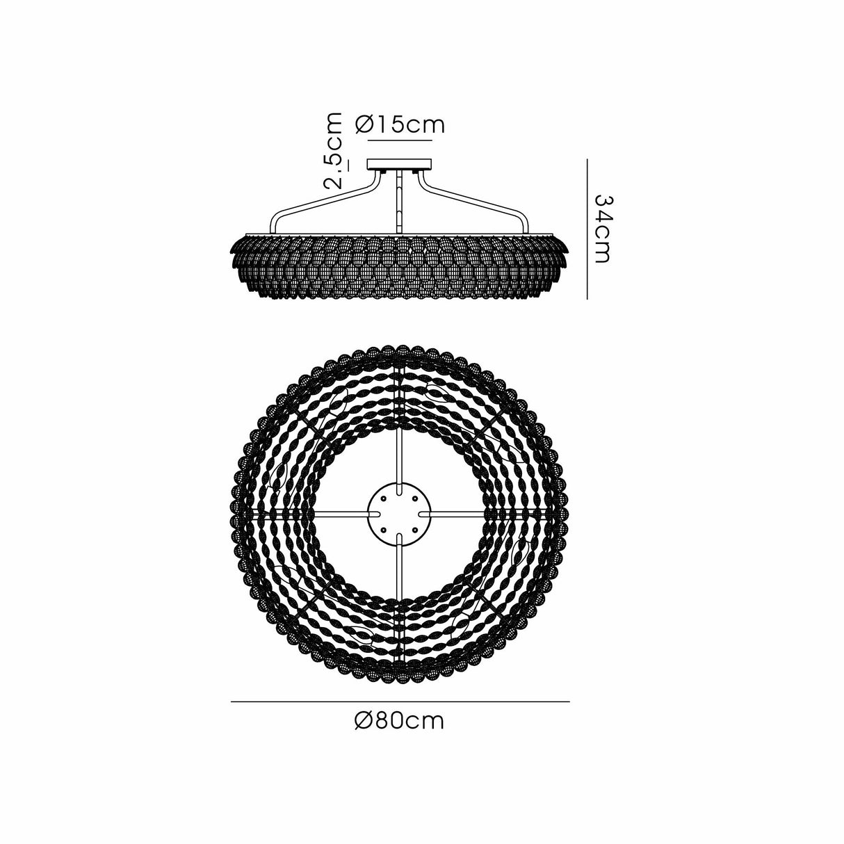 Coniston 18 Light Ring Crystal Semi-Flush Ceiling Light - Antique Brass