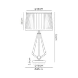 Line drawing of the Hilton 1 Light Wood Table Lamp - Black & Grey With Cream Shade, showing lampshade diameter 36cm, height 26cm, lamp height 72cm, base width 18cm, total base diameter 40cm, base thickness 2.5cm.