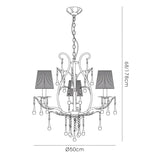 Flur 50cm Round 3 Light Chandelier - White French Gold