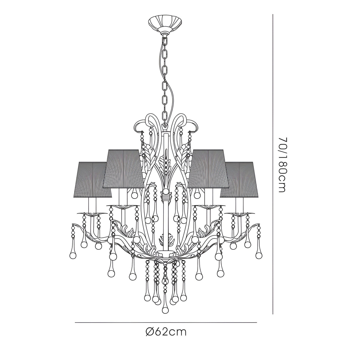 Flur 62cm Round 5 Light Chandelier - White French Gold
