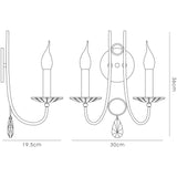 Danya 2 Light Crystal Wall Light - Polished Chrome