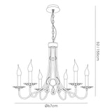 Danya 67cm Round 6 Light Crystal Chandelier - Polished Chrome