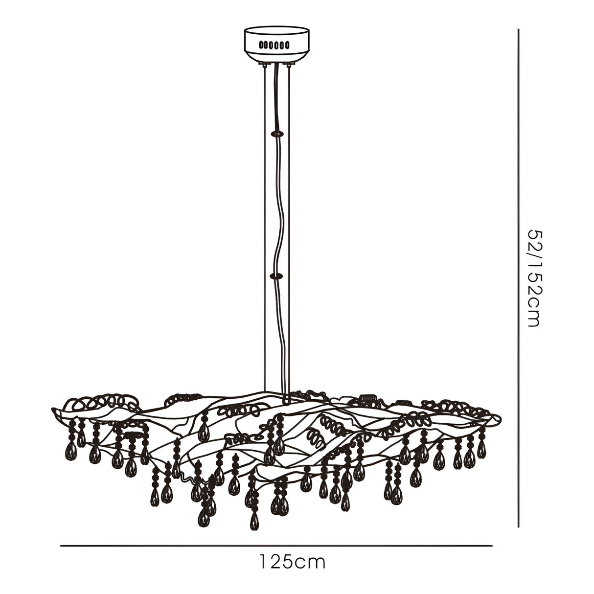 Fusion 10 Light Crystal Linear Suspension Light - Polished Chrome