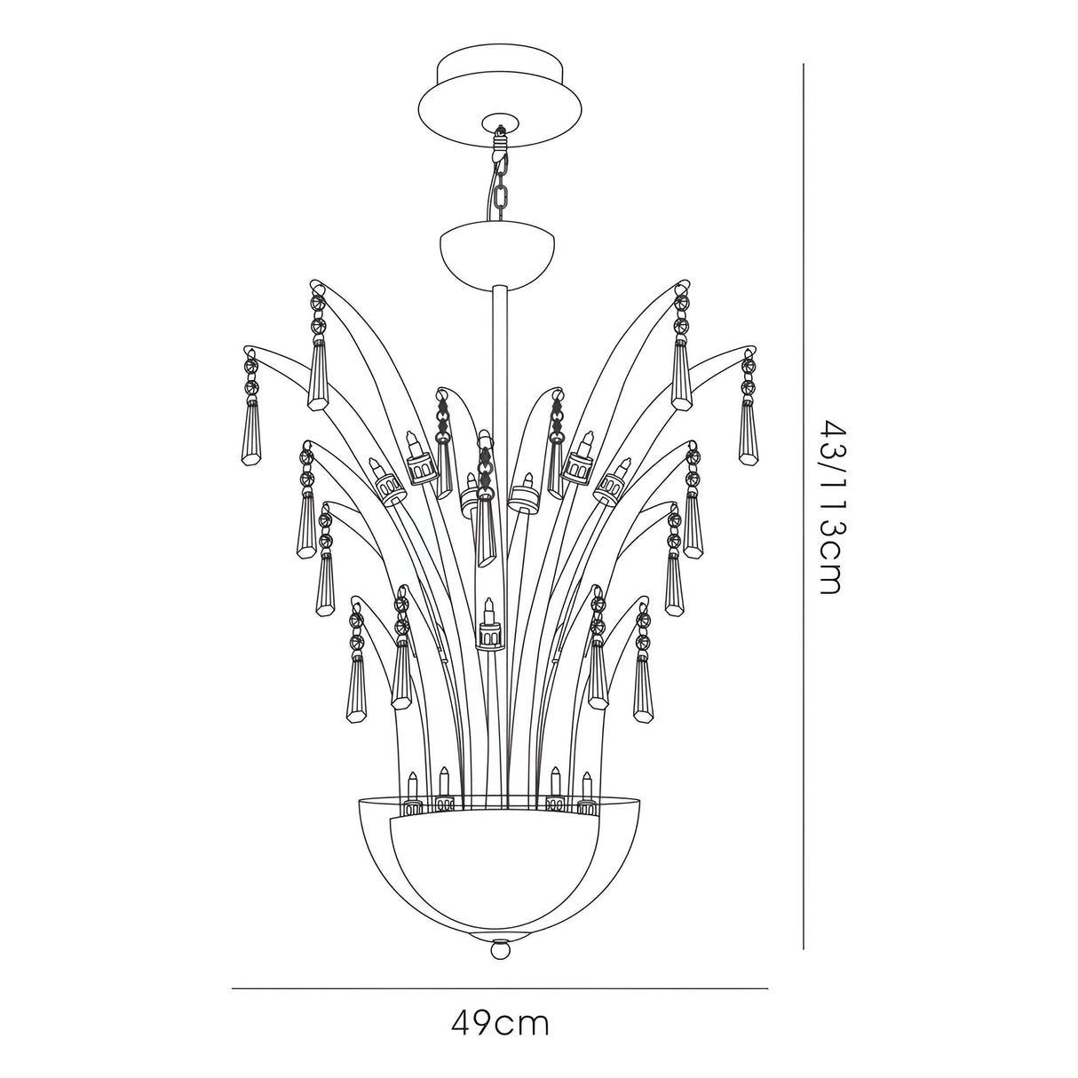 Jasper 18 Light Crystal Semi-Flush Ceiling Light - Polished Chrome