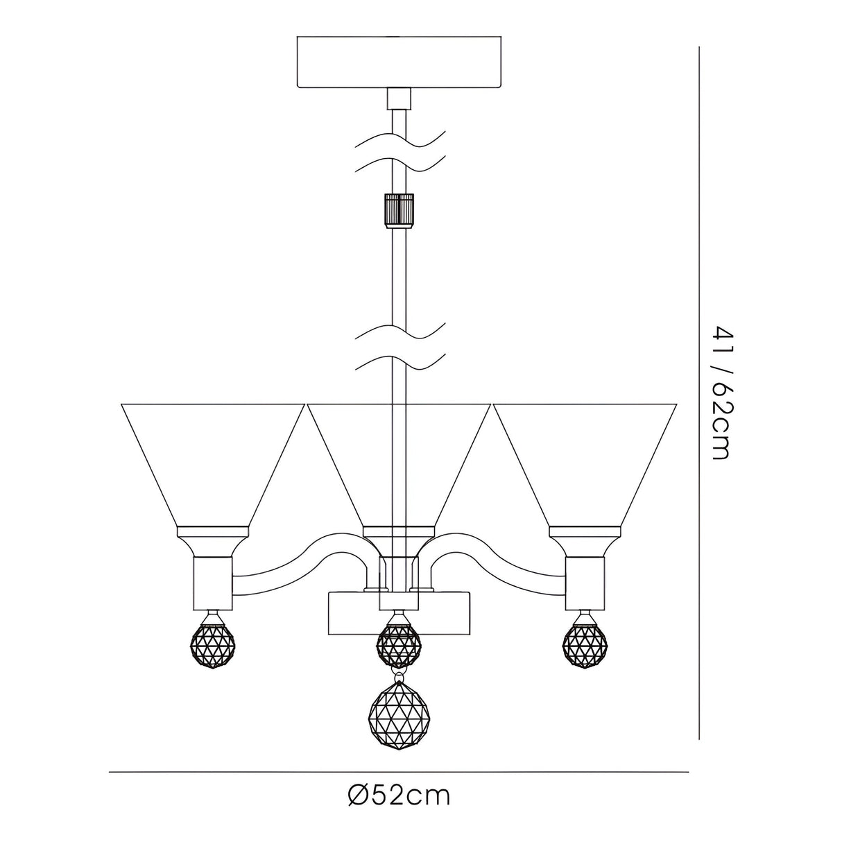 Neptune 52cm Round 3 Light Chandelier - Polished Chrome